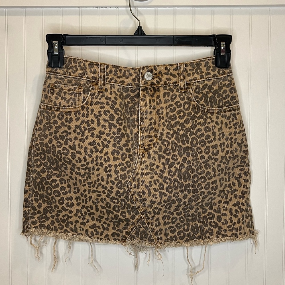 PacSun Los Angeles Leopard Print Mini Skirt Rough Hem